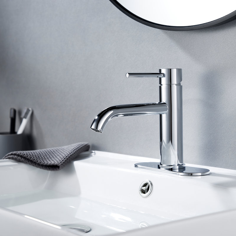 Robinet de lavabo de salle de bain moderne, poignée simple, avec trop-plein, robinet en acier inoxydable, Chrome poli