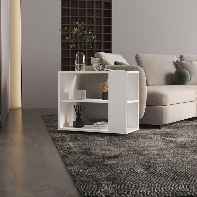 Table d'appoint, table de bout et canapé avec deux tablettes 19,7 "de haut Garden, Blanc