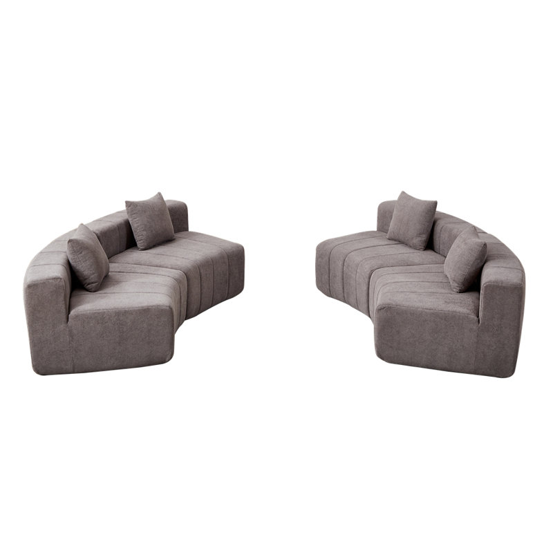 Canapé modulaire courbé en chenille avec 2 coussins, canapé modulaire courbé symétrique semi-circulaire pour la chambre à coucher, le salon, le bureau pour les loisirs ou la sieste, la salle de lecture et le hall d'entrée