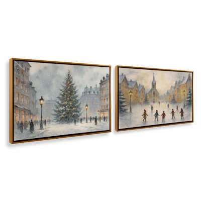 «Silent Night Square», ensemble de 2 impressions sur toile