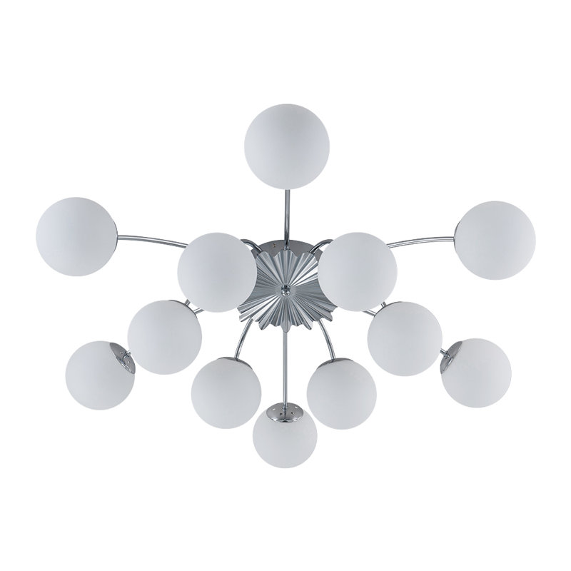 Plafonnier semi-encastré en verre 12 lumières Spoutnik, 12 lumières, Nickel