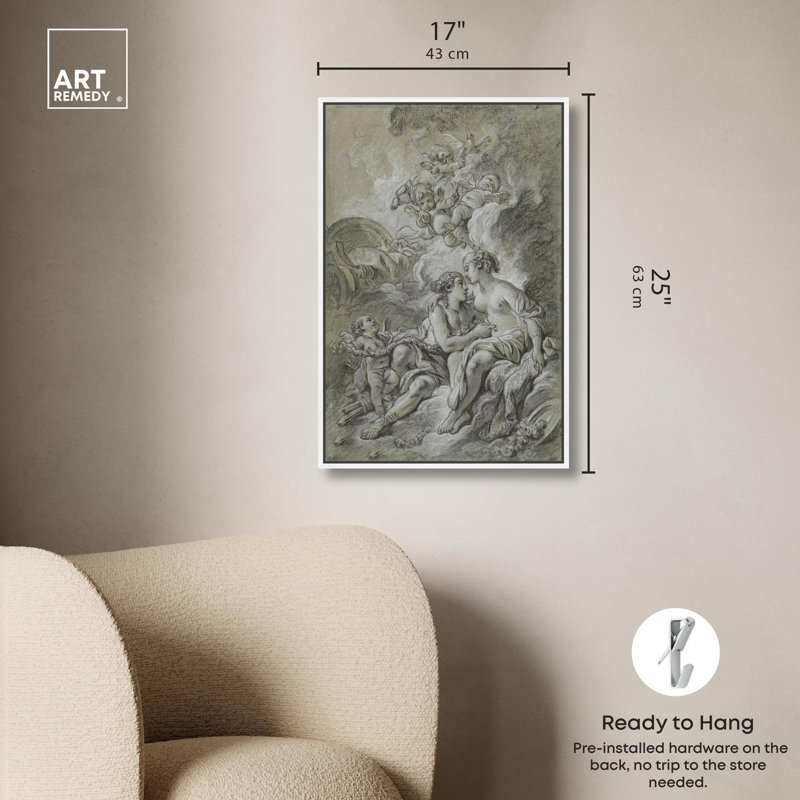 François François, toile classique par Art Remedy, H 37 po x l 25 po, Cadre blanc