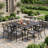 8-Seat Outdoor Patio Dining Table, Built-In Umbrella Hole & Weather-Resistant Anti-Fade Finish, Rust-Proof Reinforced Frame, Fits Porch, Backyard Lawn