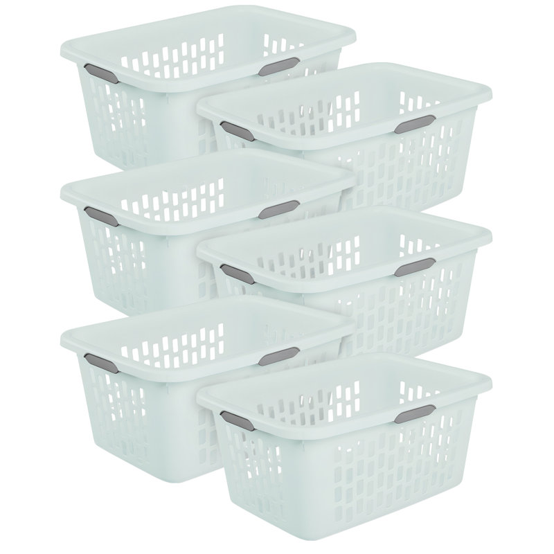 Panier à linge Sterilite, 2 paniers en plastique avec poignées, paquet de 6, Menthe