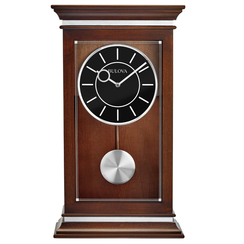 Westport Roman Numeral Pine Wood Quartz Movement / Crystal Tabletop Clock in Brown