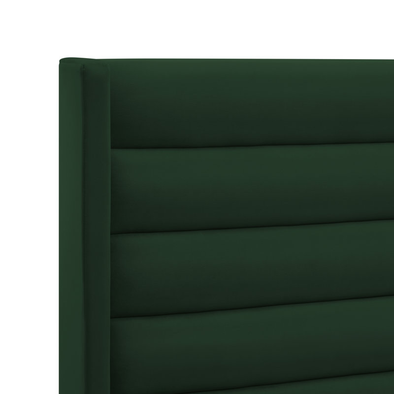 Lomas Upholstered Wingback Bed, Full/Double, Green Velvet