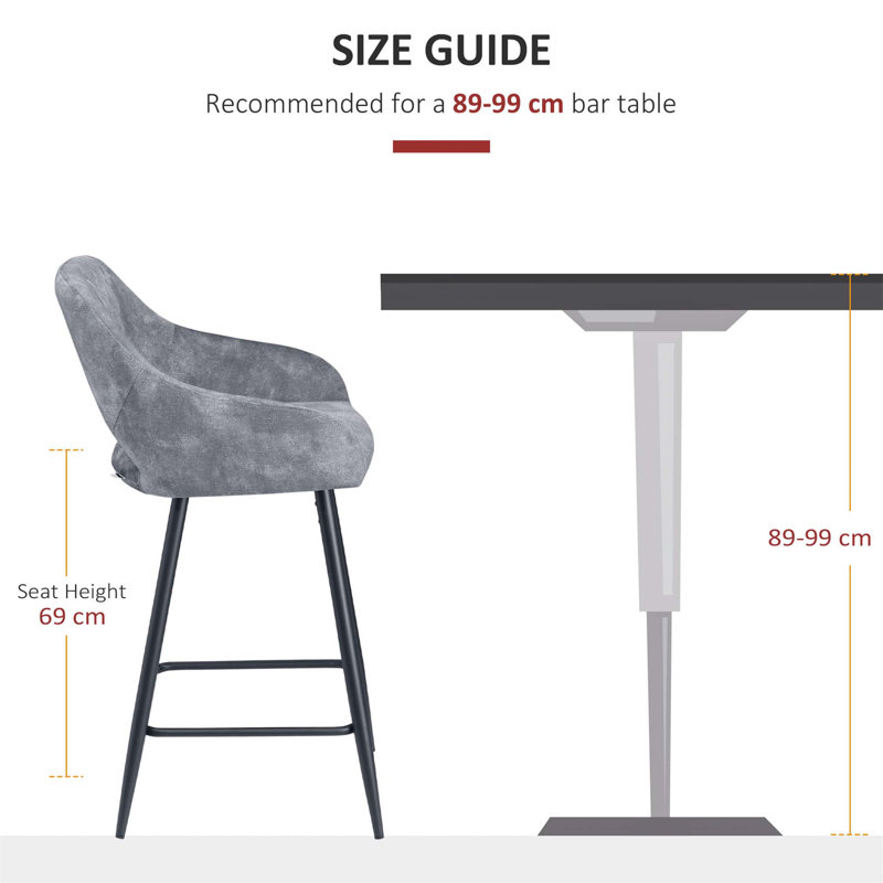 Bigvai Counter Stool with Metal Frame, Grey