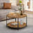 3-Piece Industrial Farmhouse Coffee Table & End Table Set, Round 2-Tier Storage Table Set for Living Room & Apartment
