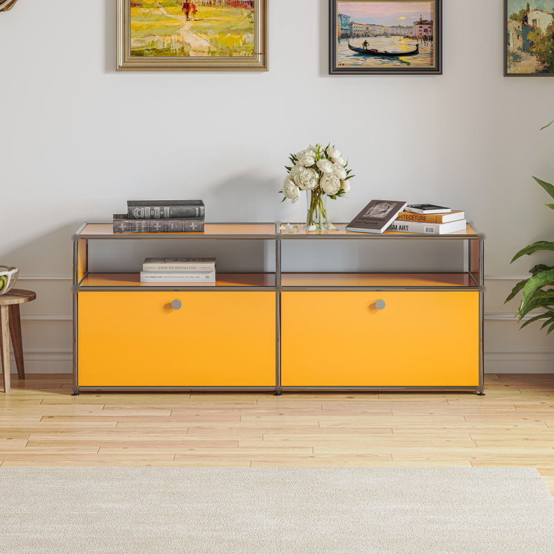 Storage Bedside Table With Drawer TV Sideboard File Cabinet Dining Cabinet Shelf Bookcase, Yellow