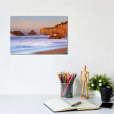 Seastacks And Full Moon At El Matador Beach, California by Tim Fitzharris - Gallery-Wrapped Canvas Giclée on Canvas