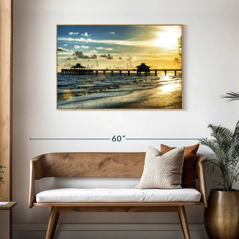 Fort Myers Pier, Cadre flottant en bois naturel, 40 po x 27 po