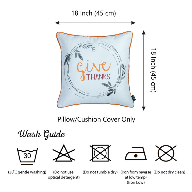 Thanksgiving White and Orange Polyester Pillow Covers, Set of 2