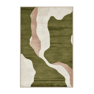 Machine Washable Watercolor Brown Area Rug