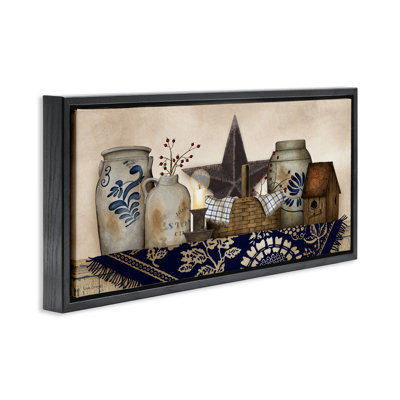 «Rustic Pottery Jars», art mural encadré sur toile flottante par Linda Spivey