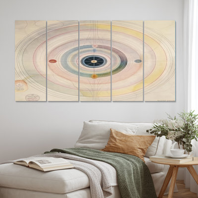 Universal Universal Blossoming Pastel Harmony II - Abstract Spirals Wall Art Living Room - 5 Equal Panels