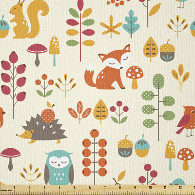 Chuka Owl Fox Squirrel Birds Animal Leaves Multi-Purpose Fabric