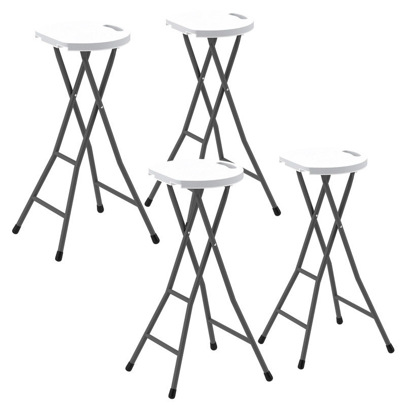 Ensemble de 4 tabourets de bar pliants 29 po avec poignée, blanc