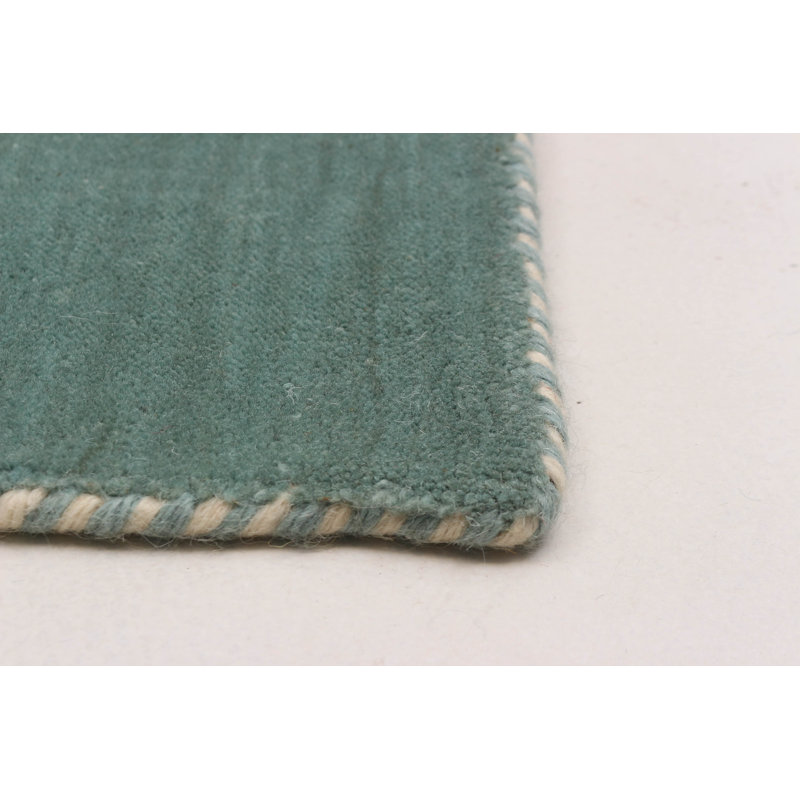 Tapis rectangulaire en laine nouvel âge de conception unique 6 pi 7 po x 8 pi 0 po bleu clair