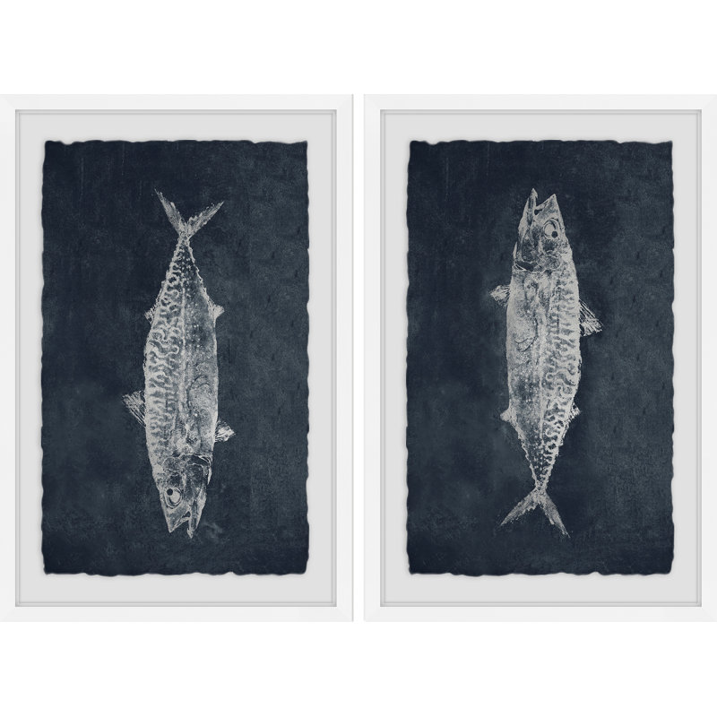 Upside Down Fish Diptych - Ensemble de 2 reproductions de cadres photo sur papier, H 18 po x l 12 po x L 1,5 po