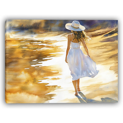 Evening Stroll in White Dress Canvas Art