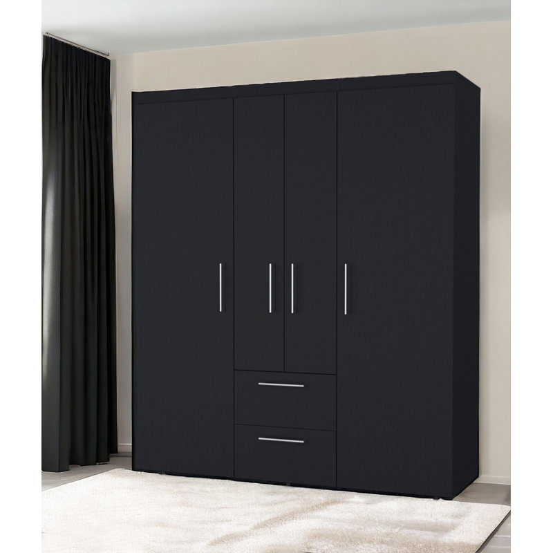Commode combinée 59 po à deux tiroirs noirs