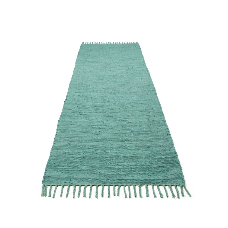 Chindi Uni Solid Colour Hand Crafted Hand Braided Turqoise Area Rug