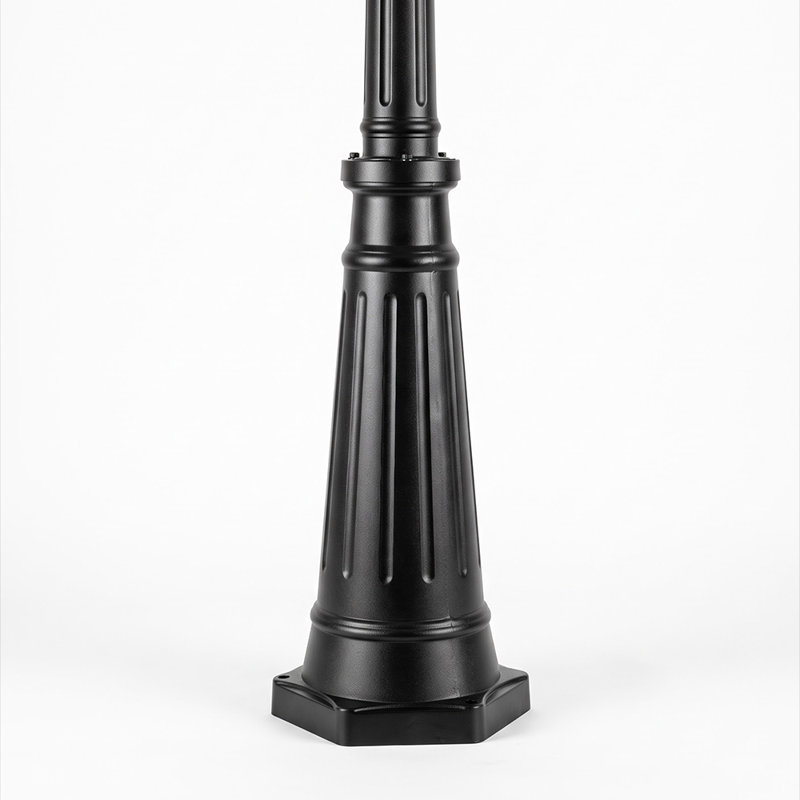 Lampe sur pied extérieure à 3 têtes de 200 cm (78,7 po) avec lanternes en verre à effet ondulé, style moderne, pour allée, chemin, cour et jardin, noir mat, ampoules non incluses