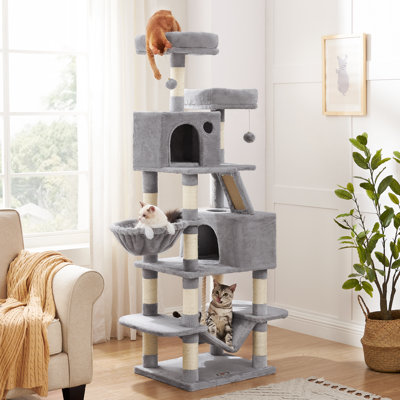 Arbre à chat avec 13 poteaux à griffer, condo pour chat à plusieurs niveaux