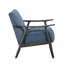 Fauteuil d'appoint rembourré bleu, structure en bois gris foncé, coussin de dossier attaché, siège décontracté du salon, assise d'une largeur de 22 po-958658024