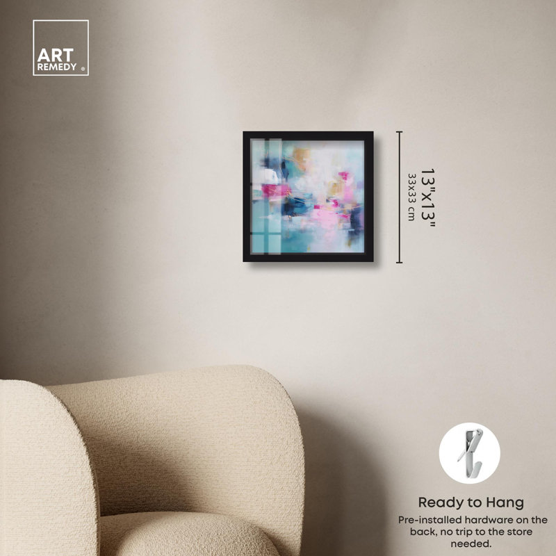 «Dissolve Colors Blue Decor Shadowbox» par Art Remedy, H 13 po x l 13 po, Noir