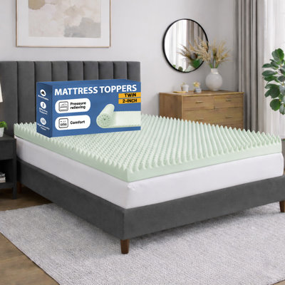 Trudy 2-inch Breathable Convoluted Egg Shell Design Mattress Topper, Orthopedic Support