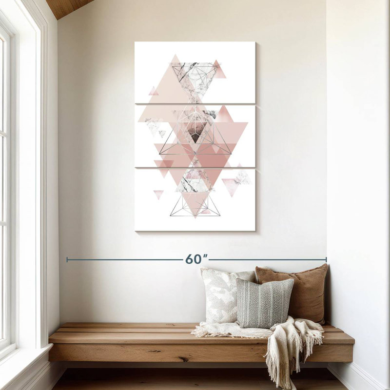 Motif géométrique marbré rose Avery, H 45 po x l 28 po
