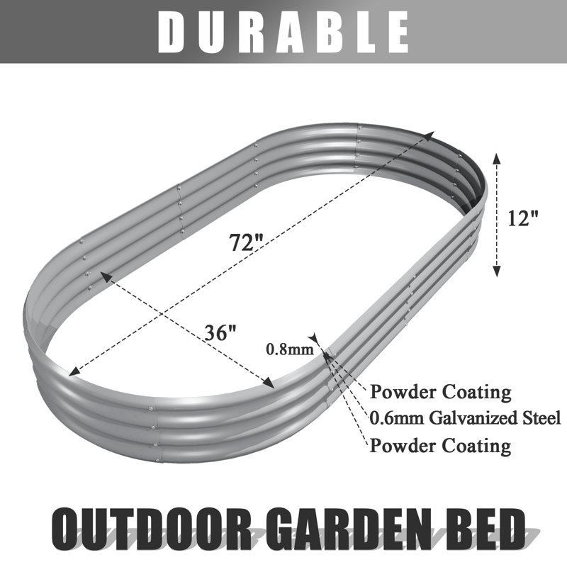 Rushawn Raised Garden Bed, 12'' H x 72'' W x 36'' D
