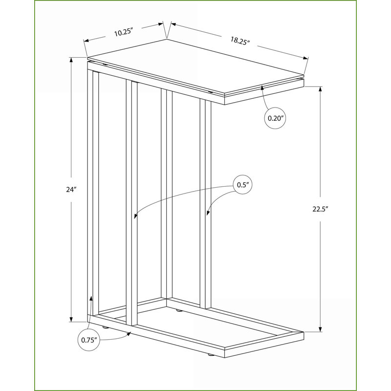 Table basse moderne en forme de C - plateau en verre trempé givré, base en métal blanc robuste, peu encombrante Facile à nettoyer