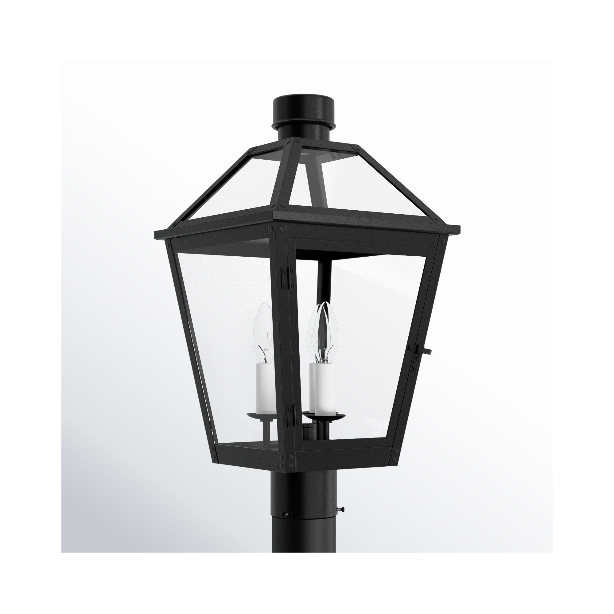 Transparent Composite Outdoor Lantern Head, Textured Black