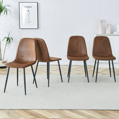 Ensemble de 4 chaises de salle à manger (brun et noir)