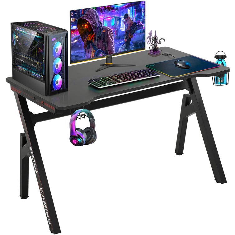 EUREKA ERGONOMIC Gaming Desk 47 Inch, K Shaped Home Office PC Computer Desk  Table for Gamer with Cable Management, Game Controller Stand, Cup Holder