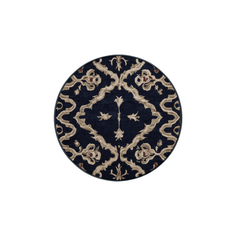 Machine Washable Gray Area Rug, Round 5'