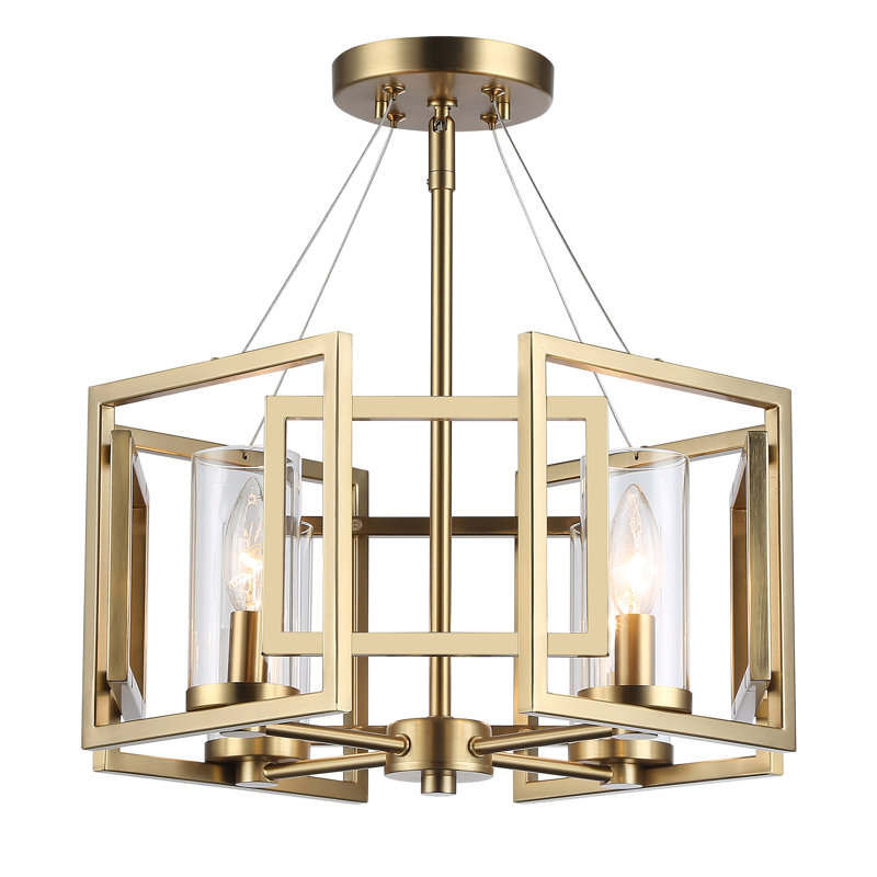 Marco 4-Light Semi-Flush in Brushed Champagne Bronze with Clear Glass