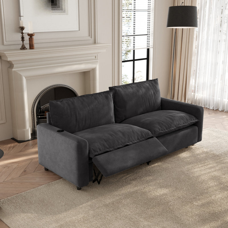 2-Piece Modular Linen Power Reclining Sectional With Heated Seats And Wireless Charging