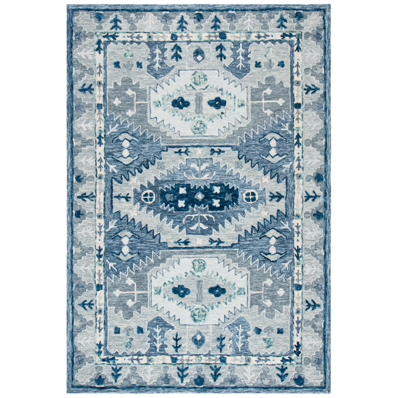 Lanagan Hand Tufted Wool Southwestern Rug, Rectangle 5' x 8'