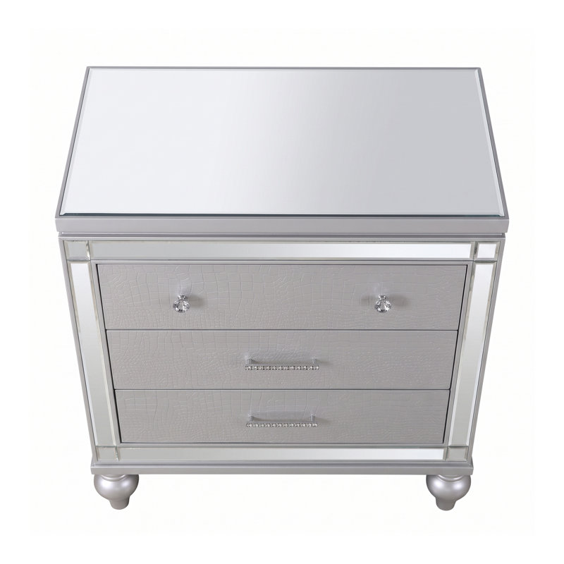 Table de chevet 2 tiroirs Denard, Argent