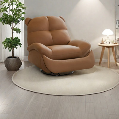 Ergonomic faux leather rotating lounge chair
