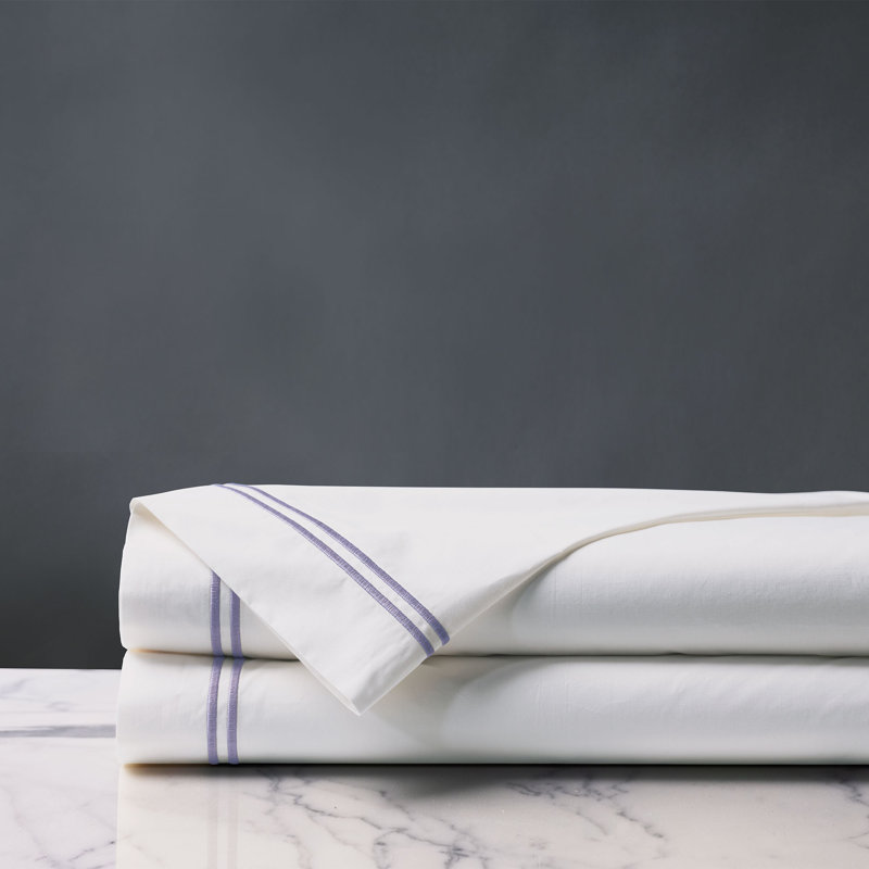 Enzo 100% Cotton Percale Flat Sheet, Heather, Queen Flat Sheet