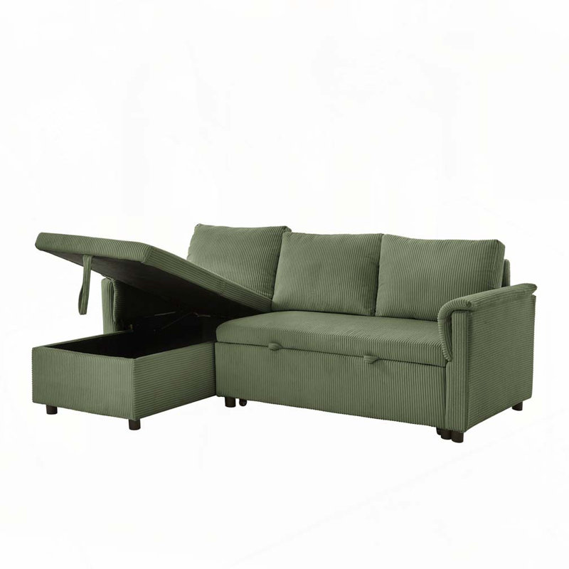 Canapé-lit modulaire rembourré 77,25 po Corduroy, Vert