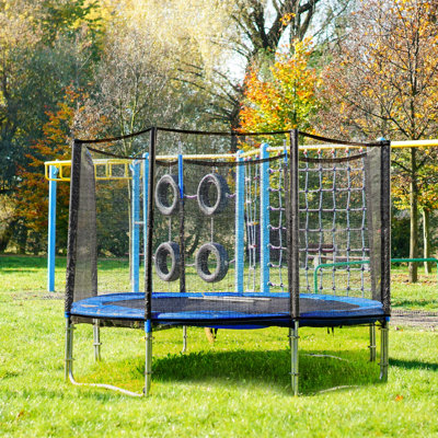 SereneLife Round Backyard Trampoline with Safety Enclosure