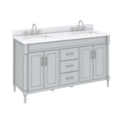 Bristol 61'' Free Standing Double Bathroom Vanity with Engineered Stone Top -  Avanity, BRISTOL-VS61-LG-E