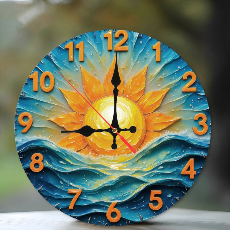 Sun Over Waves Clock