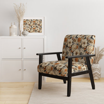 Fauteuil d'appoint rembourré Boho Earthy Blooms Poppies Bloom IV