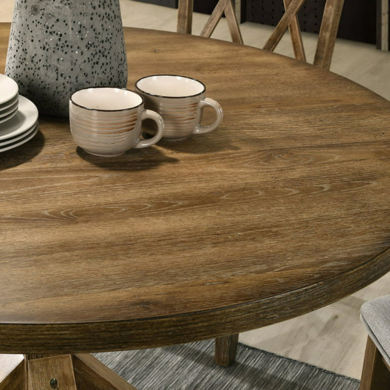 Ebbert Round Solid Wood Base Dining Table, Natural Ash